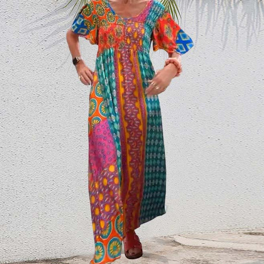 🔥2024 HOT SALE🔥Vestidos bohemios de patchwork de colores para mujer🌺