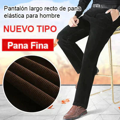 Pantalones Largos Rectos de Pana Elástica para Hombre