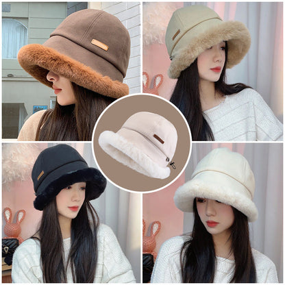 Gorro de pescador acolchado de imitación de piel para mujer, resistente al frío