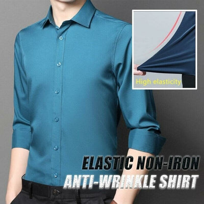 Elementos esenciales del vestuario masculino: Camisa elástica sin arrugas antiarrugas