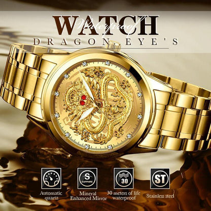 ⌚Reloj de dragón dorado en relieve⌚✨