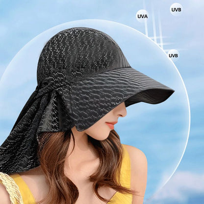 Sombrero para el sol combinable con ala ancha para mujer con solapa en el cuello (50 % DE DESCUENTO)