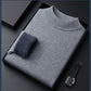 Alta calidad de color sólido grueso suéter de cachemira de los hombres