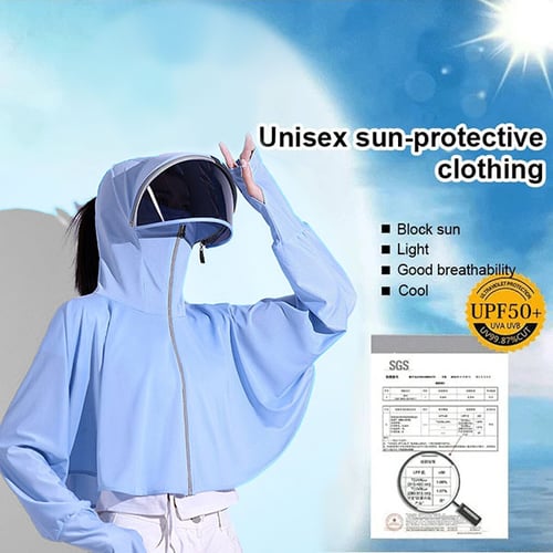 Chaqueta cortavientos con capucha y protección UV Ice Silk [50 veces protección solar]