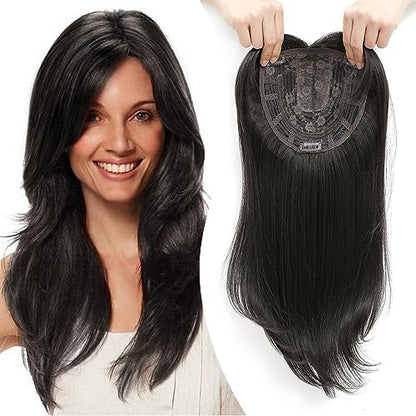 Topper Capaces de cabello de cabello con flequillo para mujeres con cabello adelgazante